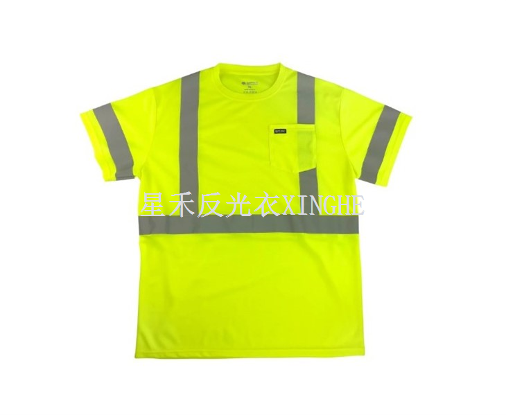 تي شيرت بجيب أمان عاكس للضوء Hi Vis للرجال من ملابس العمل في الهواء الطلق